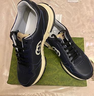 gucci ayaqqabı: GUCCI kişi krossovkası - Rəng: Tünd göy üst, - Loqo“GUCCI” - — 1