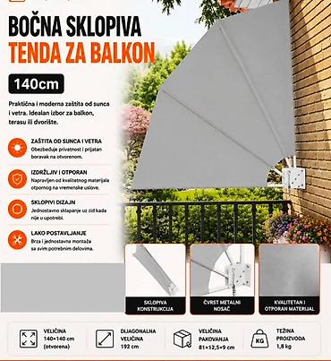 gipsofila sadnice prodaja: 🏡 BOČNA SKLOPIVA TENDA ZA BALKON 140 cm – SIVA Uživajte u privatnosti — 1