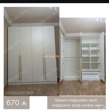 Dolablar: Yeni, 4 qapılı Düz dolab, Qarderob, paltar dolabı