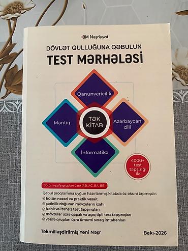 Dövlət qullu kitabı. Kitabda 4 fənn əhatə olunub Konustitusiya {