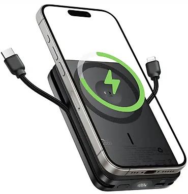 magsafe battery pack: Магнитный power bank 10000 мА·ч с беспроводной зарядкой и выдвижной — 4
