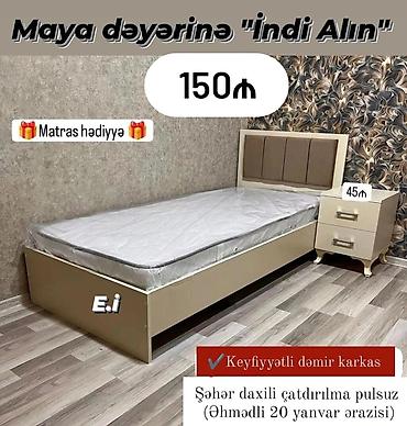 dəmir çarpayı: *Tək nəfərlik Çarpayı -150AZN💥* ✨Təhvil gün ərzində ✔️ Dəmir karkasla — 5