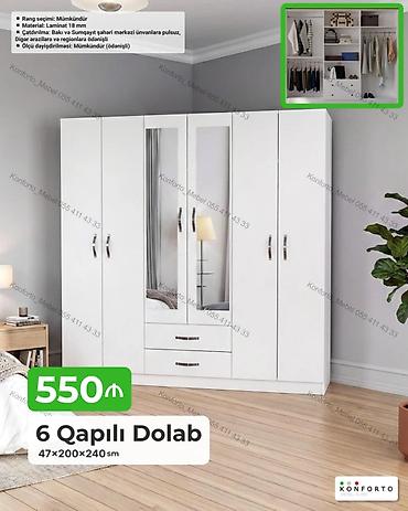 qapi celengi: 6 qapılı paltar dolabı – 47×200×240 sm - Material: 18 mm laminat - — 1