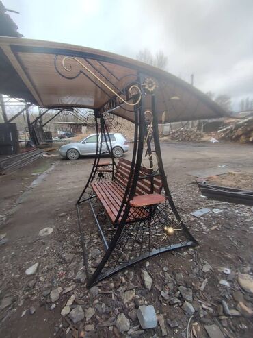 Садовые качели: Садовые качели Металл, Со спинкой, С крышей — 12