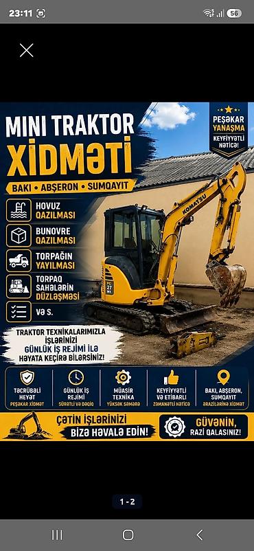Ekskavatorlar: 🚜 TRAKTOR XİDMƏTİ ✅ Kiçik və iri traktorlar ✅ Təkərli və metal rezin — 2
