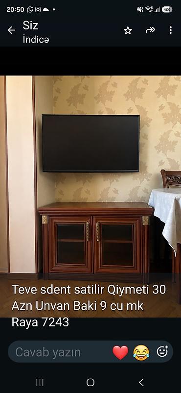 taxt ortukleri: TV stendi - Material: taxta konstruksiya, şüşə qapılı iki bölmə - — 1