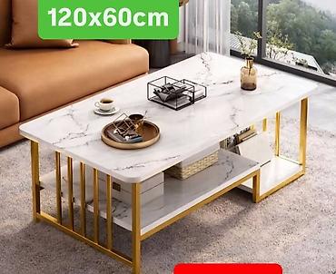 centrum stolovi: Klub sto sa mermernim efektom i zlatnim detaljima - Dimenzije: - 100 — 3