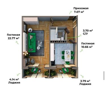 как взять квартиру в рассрочку на 10 лет: 1 комната, 53 м², 108 серия, 7 этаж, Дизайнерский ремонт