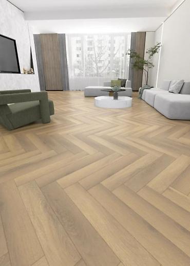 ağ yolka: Balıqlar Sümüklü (Herringbone) Dizayn Laminat/Parket Döşəmə - Təbii — 2
