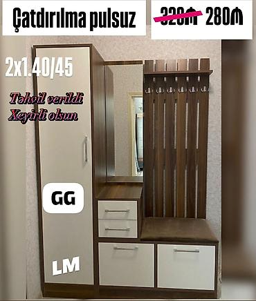 Dəhliz üçün kombinə edilmiş şkaf və asılqan dəsti Ölçü: 2 m (eni) x