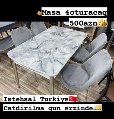 kuxna stol: Mətbəx üçün, Yeni, 4 stul, Türkiyə