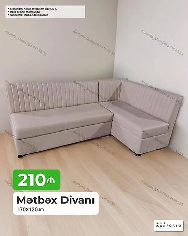 metbex kunc divani: Məhsul: Mətbəx divanı (L‑şəkilli) Ölçü: 170 × 120 sm Rəng: Seçim — 1