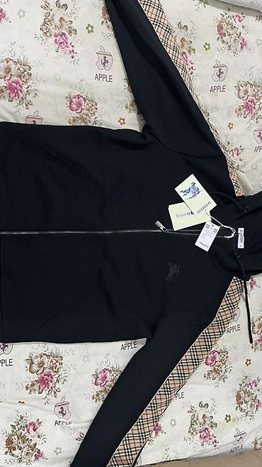 Худи на молнии Burberry, размер M, черного цвета. - Прямой крой с