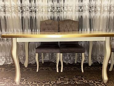chair: Qonaq otağı üçün, İşlənmiş, Açılan, Oval masa, 6 stul — 3