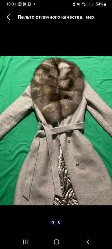 пальто с мехом: Пальто, Осень-весна, По колено, Приталенная модель, M (EU 38)