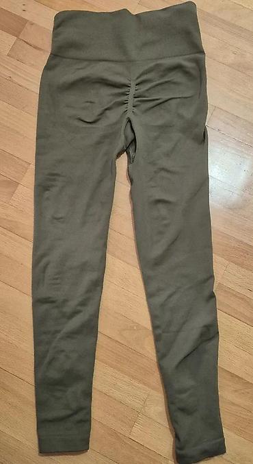 Helanke, biciklistički šortsevi: Ženske sportske helanke – visoki struk, maslinasto zelene - Kroj — 10