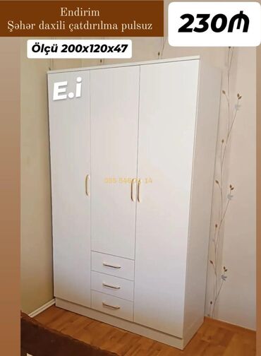 Masalar: Yeni, 3 qapılı Düz dolab, Qarderob, paltar dolabı lalafo.az -da Masalar: Yeni, 3 qapılı Düz dolab, Qarderob, paltar dolabı