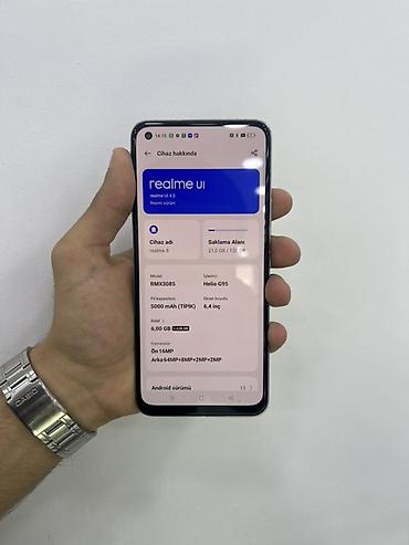 iphone 6s plus barter: Realme 8, 128 GB, rəng - Gümüşü, Face ID — 6