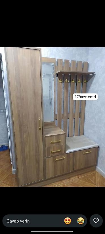 divar saati: Dəhliz üçün çoxfunksiyalı mebel dəsti - Material: ağac teksturalı — 1