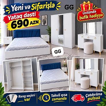 kunc mebel: Yeni və sifarişlə hazırlanan yataq dəsti. Dəstə çarpayı, döşək, 2 ədəd — 1