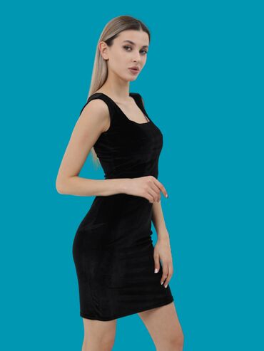 обтягивающие платья: Вечернее платье, Коктейльное, Короткая модель, Велюр, Без рукавов, 3XL (EU 46)