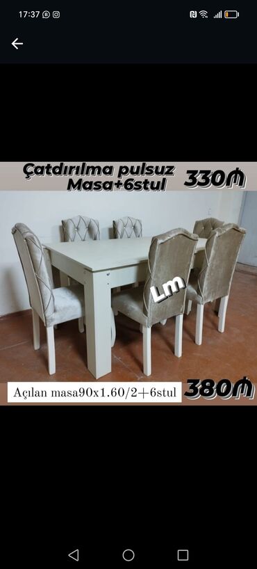 Masa və oturacaq dəstləri: Qonaq otağı üçün, Yeni, Açılan, Dördbucaq masa, 6 stul -da lalafo.az — 23 Masa və oturacaq dəstləri: Qonaq otağı üçün, Yeni, Açılan, Dördbucaq masa, 6 stul — 23