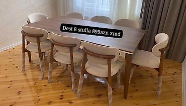 qoz: Yemək otağı üçün masa və stul dəsti - Komplekt: 1 masa + 8 stul - — 1