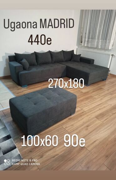 krevet dimenzije: Ugaona garnitura "Madrid" Krajnjih dimenzija 270x180 Dvosed se izvlaci