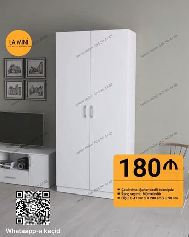Dolablar: Yeni, Açılan, 2 qapılı Düz dolab, Qarderob, paltar dolabı, Azərbaycan