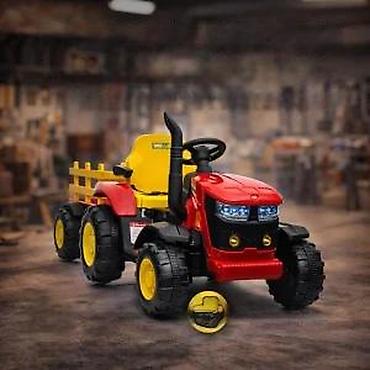 Traktori: Dečji traktor na akumulator sa prikolicom – crveno/žuti - Električni — 11