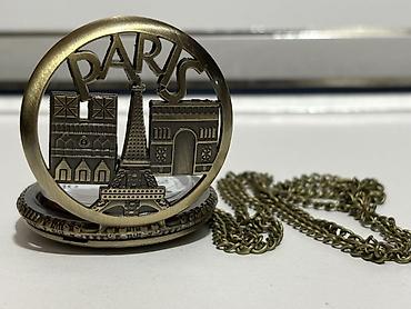 saat slava: Paris temalı cib saatı – zəncirli, kvartslı - Qapaqlı dizayn: Ön — 6