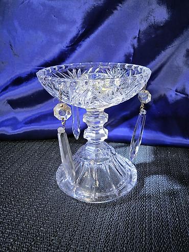 dormeo podloga: Svecnjak nov Bohemija kristal,led kristal,rucni rad 70te. Nov — 1