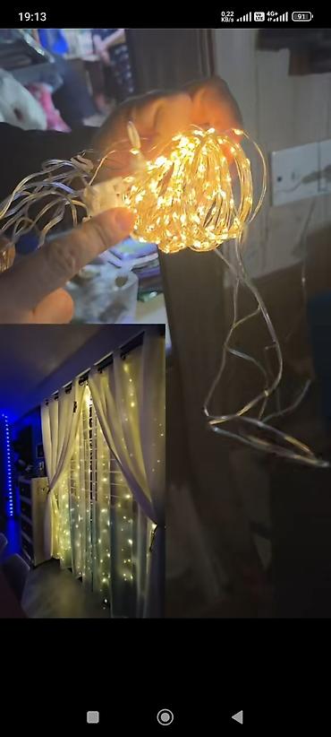 priz: Pərdə işıqları – led işıq şəbəkəsi - İsti sarı tonlu LED işıqlar — 4