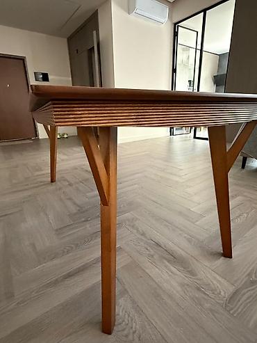 Modern taxta yemək/iş masası - Material: tam taxta (isti qəhvəyi
