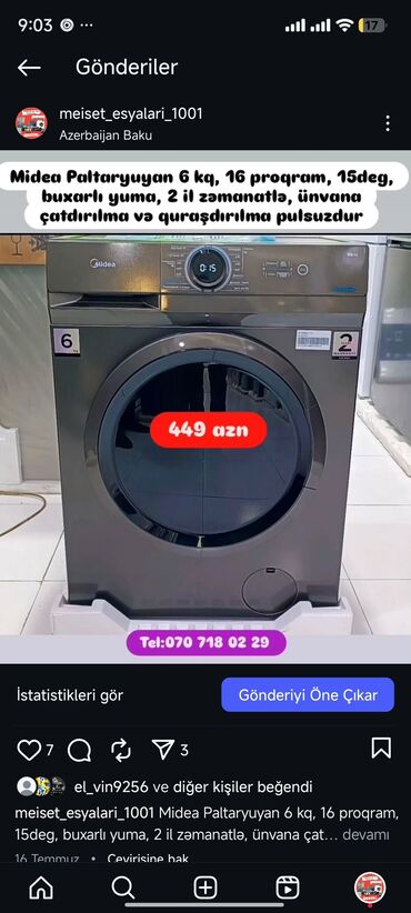 Digər aksesuarlar: Paltaryuyan Anbar qiymətə satişı Qimətlər aşagida qeyd olunub.Unvama — 9