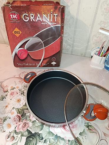 granit qazan: Qazan, rəng - Narıncı, Qranit, 32 sm — 2