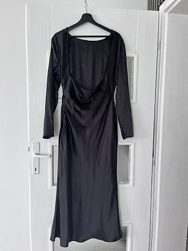 zara web: Crna slip/večernja haljina od satenskog materijala - Boja: crna, sa — 2