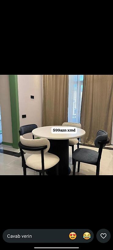 stol sul: Mətbəx üçün, Yeni, Açılmayan, Yumru masa, 4 stul — 1