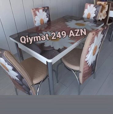 Ev üçün dekor: Mətbəx üçün, Yeni, Açılan, Dördbucaq masa, 4 stul