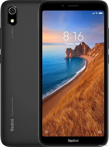 телефон не бу: Xiaomi, Redmi 7A, Б/у, 32 ГБ, цвет - Черный, 2 SIM