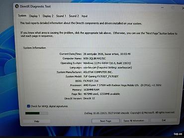 asus zenbook: ASUS TUF Gaming seriyalı noutbuk Cpu AMD Ryzen 7 3750H GPU Nvidia — 7