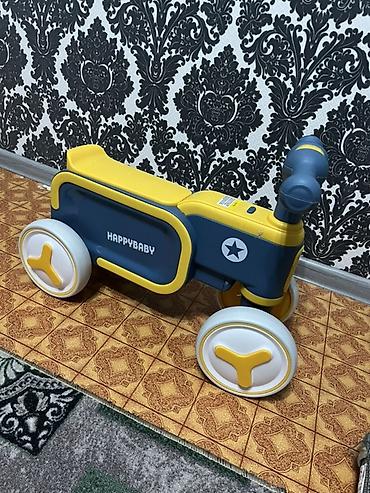 толокар chicco: Каталка-беговел Happy Baby (синий/желтый) - 4 устойчивых колеса с — 1