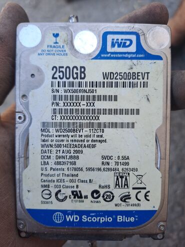Kompüter ehtiyyat hissələri: Daxili Sərt disk (HDD) Western Digital (WD), 256 GB, 2.5"
