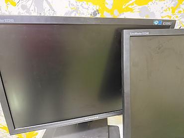 Мониторы: Samsung monitorlar (22" x2, 19" x1) + monitor ayaqları. Hamısı — 4