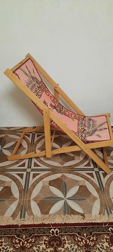 stol stul desti işlənmiş: Taxta çərçivəli qatlanan çimərlik/bağ kreslosu Antik əşya - Material — 2