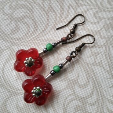 Minđuše: Dva para bilo kojih minđuša Češko staklo, poludragi kamen Potpuno — 5