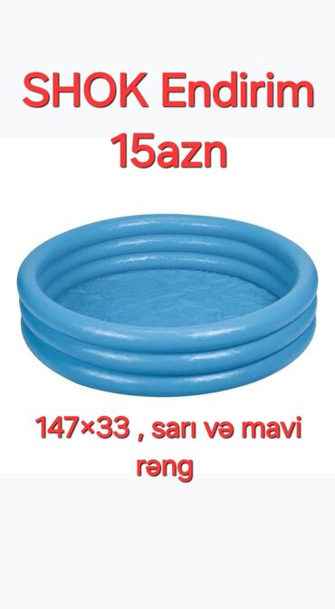 skimmer tipli hovuz: Uşaqlar üçün hovuz ölçüsü 147×33 rengi sarı və mavi qiymeti