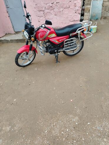 детские мотоциклы на аккумуляторе: MX49 motosiklet - Rəng: qırmızı, dekorativ zolaqlar - Model üzərində