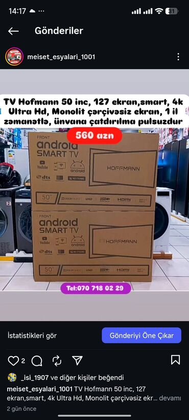 Digər aksesuarlar: Televizor Anbardan satışı bizde. Butun modeller satişda var.Qiymətlər — 19