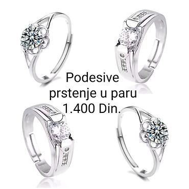 velicinski: Posrebrene podesive prstenje u paru od hirurskog čelika sa žigom S925 — 1